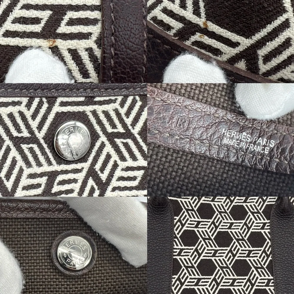 Authentic Hermès canvas/ brown leather Garden party 36 - Picture 11 of 17